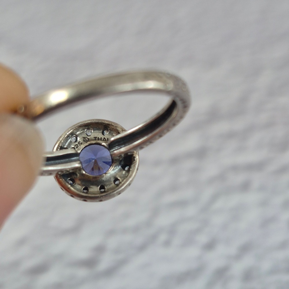 Silpada Azure Allure Cubic Zirconia Sterling Silver Ring R2806 Size 8.5 Halo - Picture 9 of 12